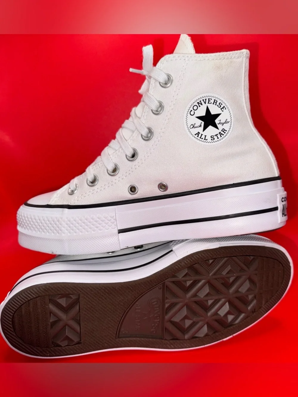 Converse Platform High Tops White Move Sneakers Women’s 5 Worn Once - Picture 9 of 16